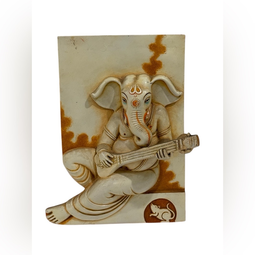 Vintage Cream and Brown Ganesha Wall Art